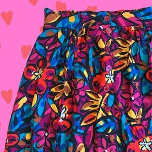 Colorful 90’s Vintage Floral Midi Skirt